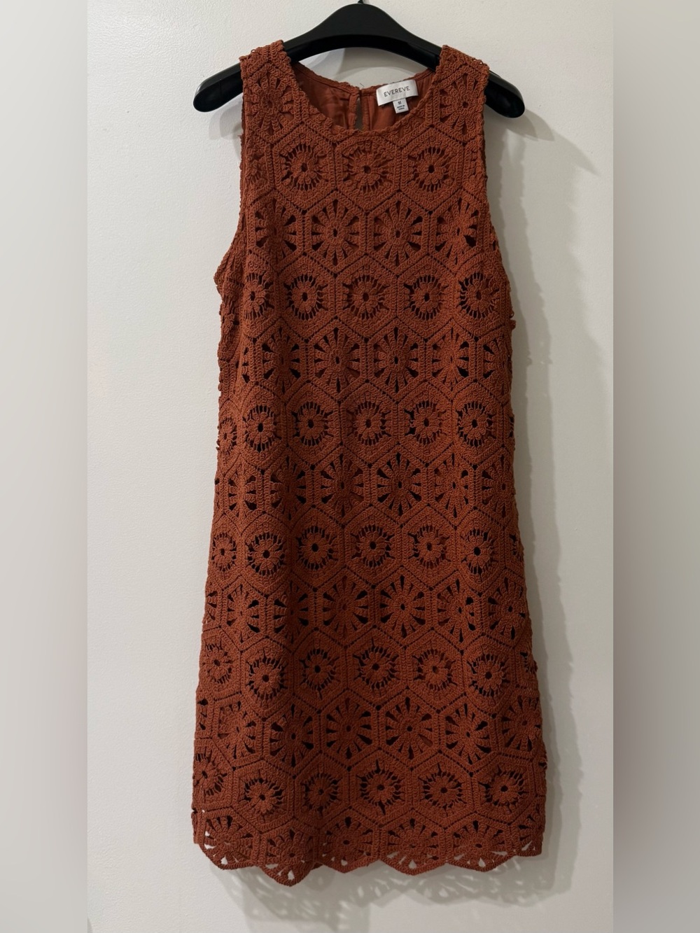 Evereve | Rust Brown Crochet Shift Dress | Size = M